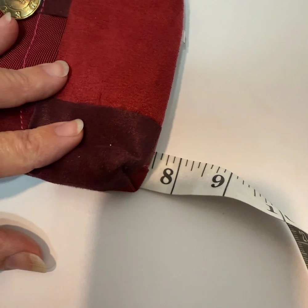 Source Unknown Red and Gold Patchwork Cosmetic Bag